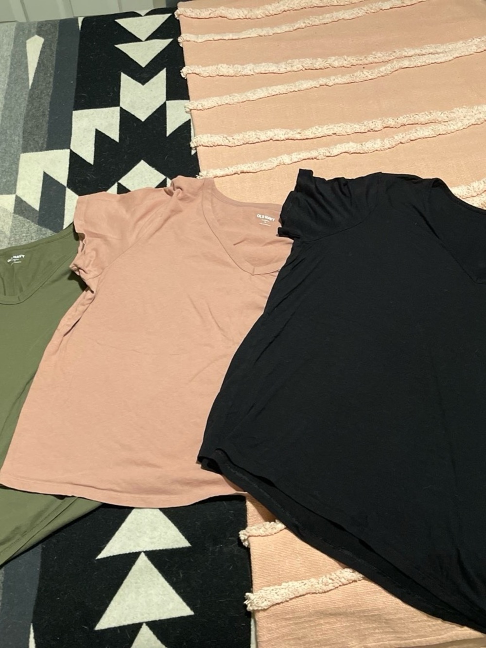 Old Navy Short Sleeve V-Neck Tee bundle Trio - Blush, Olive, Black